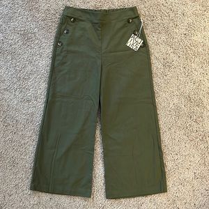 Active USA Green Khaki Wide Leg Linen Pants Size Medium (NWT)